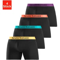 bruno banani Boxer »Unterhose für Herren«, (Packung, 4 St.), mit längerem Bein und auffälligen Logobund Gr. L, schwarz-orange, schwarz-türkis, schwarz-gelb, schwarz-lila, , 18842313-L