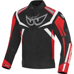 Berik The Eye Wasserdichte Motorrad Textiljacke, schwarz-rot, Größe 56 für Männer