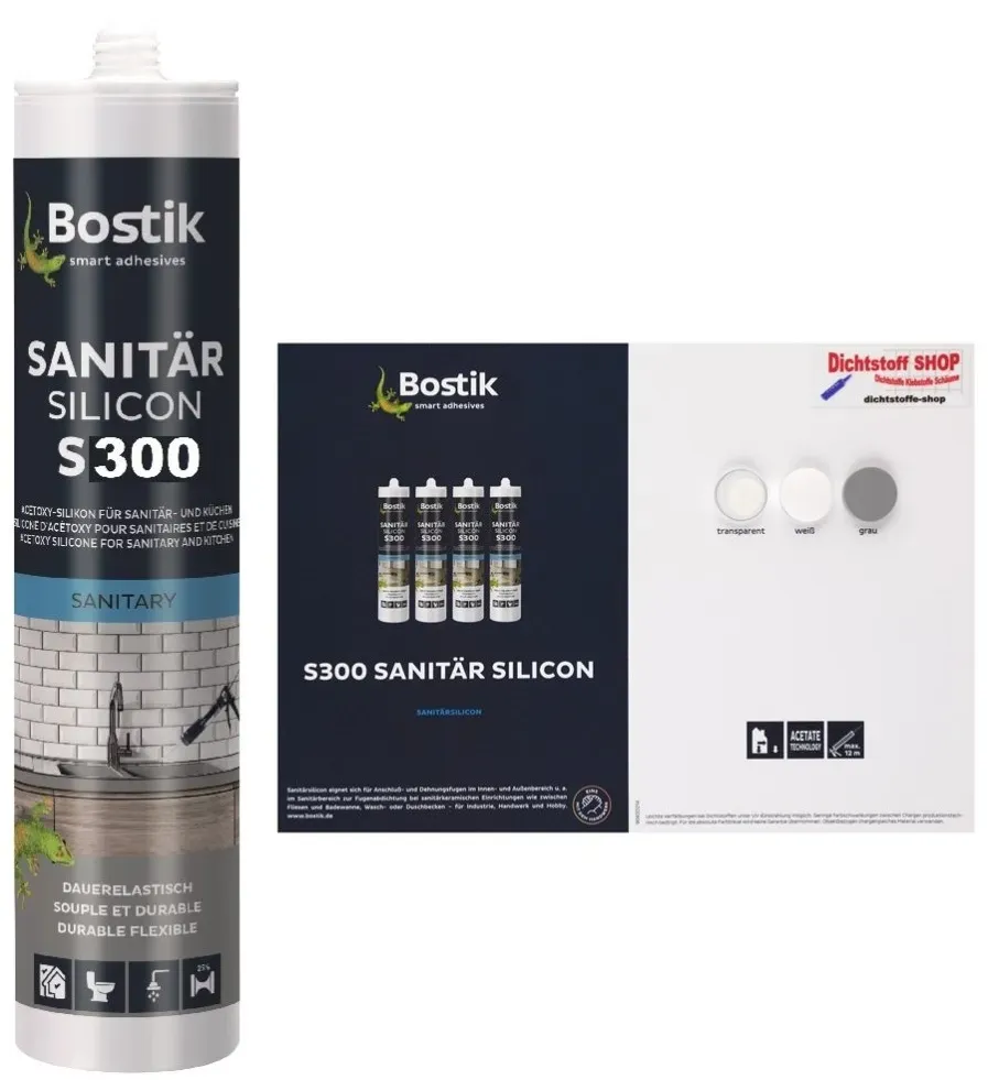 Bostik S300 Sanitärsilicon 1K Silikon Dichtstoff 300ml Kartusche