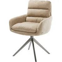 DeLife Drehstuhl Abelia-Flex mit Armlehnen Mikrofaser Beige Vintage Kreuzgestell