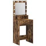 vidaXL Schminktisch mit LED-Lichtern, geräucherte Eiche, 50x41x135 cm