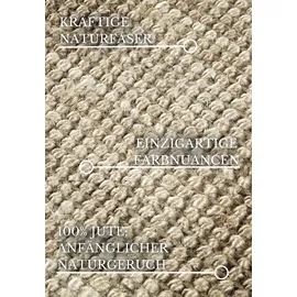 Villeroy & Boch Teppich Rosalie Juteteppich, rechteckig, Höhe: 10 mm, Läufer, 100% Jute, Natur, Wohnzimmer, Esszimmer, Schlafzimmer, GRS weiß 80 cm x 200 cm x 10 mm