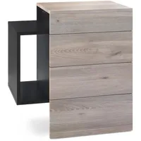 Vladon Nachttisch, Silbereichen, Holzwerkstoff, 60x63x36 cm, Schlafzimmer, Nachttische