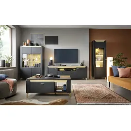 Quartier Vitrine Norica 66,5 x 202,1 x 40 cm Schwarz/Gold
