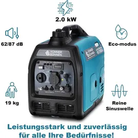 Könner & Söhnen LPG/Benzin-Inverter-Generator KS 2100iG S Inverter Stromerzeuger Stromaggregat Generator 2000W