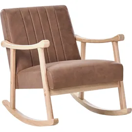 Beliani Schaukelsessel LEKNES Kunstleder 63 x 78 x 96 cm Braun