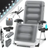Kesser KESSER® Sonnenliege Liegestuhl, klappbare Gartenliege extra breit & Wetterfest, Belastbar 200kg, Ergonomisches Polster, verstellbare Rückenlehne inkl. Nackenkissen, Getränkehalter & Armpolster