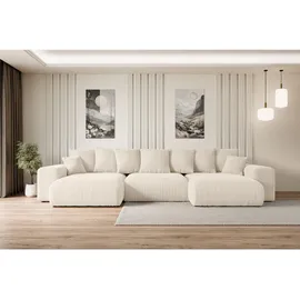 altdecor Ecksofa Cord 6-Sitzer Beige