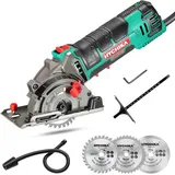 HYCHIKA Handkreissäge HYCHIKA Mini-Handkreissäge mit 3 Sägeblättern, 500W Kupfermotor, Packung, Netzteil, 3 Sägeblätter, M1Y-DU05-85 Mini Kreissäge, 4500RPM mit Skalenlineal