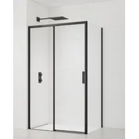 Swiss Aqua Technologies SAT TEX Rechteckige Duschkabine mit Schiebetür rechts 120 x 195 cm schwarz/matt SIKOTEXDBB120S80