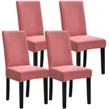 Stretch-Stuhlhussen für Esszimmerstühle, Stuhlhussen waschbar abnehmbar für Küche, Hotel, Restaurant, Zeremonie(Peach Pink, 4PCS)