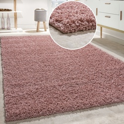 Teppich PACO HOME "Twister 500" Teppiche Gr. B/L: 200 cm x 280 cm, 44 mm, 1 St., pink Wohnzimmerteppiche Uni Hochflor Shaggy mit hoher Fadendichte