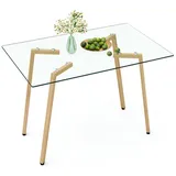 YVMOOEC Esstisch Esstisch aus Glas modern schlicht rechteckig (für Küche, Esszimmer und Wohnzimmer), 43" x 27.5"x 30" 0,31 Zoll dicke Tischplatte aus gehärtetem Glas weiß