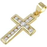 Kettenanhänger ADELIA ́S "Damen Anhänger – Kreuzanhänger aus 925 Silber mit Zirkonia", gold, Schmuckanhänger, Damen, Silber 925 (Sterlingsilber), Kettenanhänger, Ideal als Geschenk für besondere Anlässe