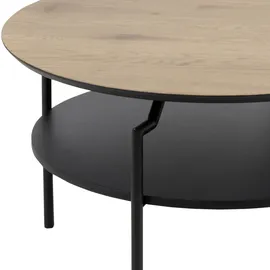 Livetastic Couchtisch Schwarz, Eiche, rund, 80x45x80 cm,