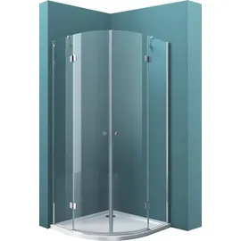 mai & mai Viertelkreis-Dusche Klarglas-Duschkabine 80x80x190cm Runddusche Duschabtrennung 2 Pendeltüren 6mm ESG-Sicherheitsglas Nano-Beschichtung R02K