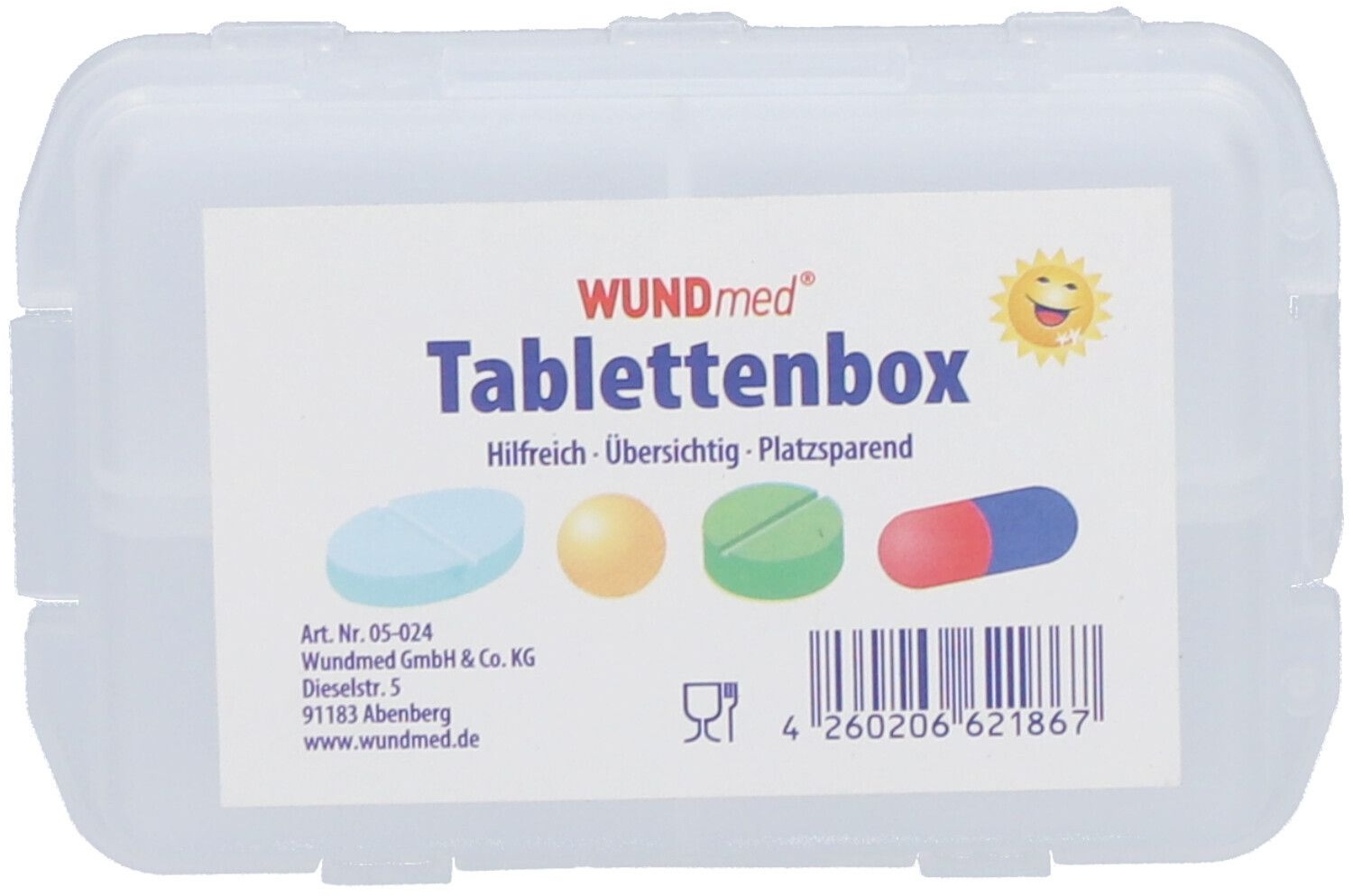 WUNDmed® Tablettenbox mit 10-Fächern (Farbe nicht wählbar)