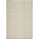 Linea Natura Handwebteppich Kärnten, Weiß, Beige, Textil, Struktur, rechteckig, 160x230 cm, leicht zusammenrollbar, Teppiche & Böden, Teppiche, Naturteppiche