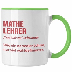 Trendation Tasse Trendation – Mathelehrer Tasse Mathematiker Tassen mit Spruch Lustig Kaffeetasse Geschenk Wie ein Normaler Lehrer grün
