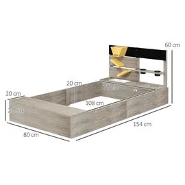 Outsunny Holzsandkasten mit Küchenelementen grau