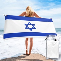 SANGKN Israel Flagge Badetuch Tragbares Strandtuch Schnelltrocknend Reisehandtuch Strandtücher Microfaser 70x140 cm