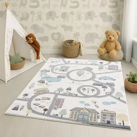 Carpet City Kinderteppich Creme, Multi - Kinderzimmer Teppich Modern (120 cm x 160 cm)