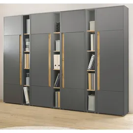 furn.design Aktenschrank Set Center in grau Eiche Wotan Holzwerkstoff, Nachbildung,Eiche, Uni, Holz Optik, Rechteckig, 260x200x40 cm