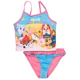 United Labels® Paw Patrol Tankini mit Rüschen - Hello Summer Zweiteiler Kinder Schwimmanzug (DE/NL/SE/PL, Numerisch, 122, 128, Regular, Rosa/Blau) - 122-128