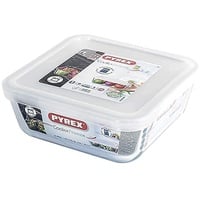 Pyrex Cook&Freeze Quadratischer Behälter mit Deckel, 14 x 14 cm – 0,85 l, besonders widerstandsfähig, backofenfest,