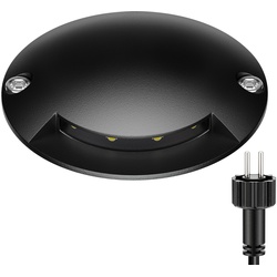 ledscom.de LED Bodenleuchte, Wegmarkierung BUNDA für außen, IP67, schwarz, rund, 70mm Ø, kaltweiß