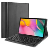 QYiD Tastatur Hülle für Galaxy Tab A 10.1 2019 SM-T510/T515, Ultra Dünn Ständer Folio PU Ledertasche mit Blautooth Tastatur für Samsung Tab A 10.1 2019, Schwarz