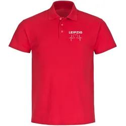 multifanshop Poloshirt - Leipzig - Herzschlag - Druck weiß - Polo