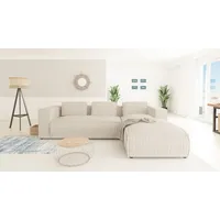 S-style möbel Modernes Ecksofa Porto aus Beige Cord und