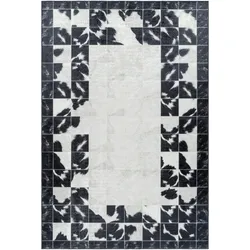 Teppich Waschbar Flachgewebe Patchwork Design Polyester Wohnzimmer Schwarz Rechteckig 200x290 | Kadima Design