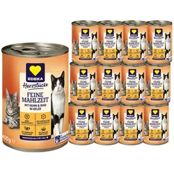 EDEKA Herzstücke Feine Mahlzeit mit Huhn& Rind in Gelee 12x400G