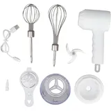 TOPINCN Multifunktionaler Schneebesen, Tragbarer Handmixer, Kabelloser Elektrischer Knoblauchhacker, Fleischwolf, Elektrischer Handmixer, Backen, Kuchen, Sahnebesen (Weiß)