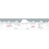 A.S. Création Borte selbstklebend Wolken Kinderzimmer 5 m x 15 cm Grau-Rosa