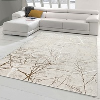 Designer Teppich Flur & Schlafzimmer abstraktes glänzendes Ästemuster Creme, Größe 120x170 cm