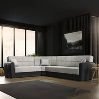 Dmora Schlafsofa mit Ottomane Matias 305x238 cm Schwarz - Schwarz