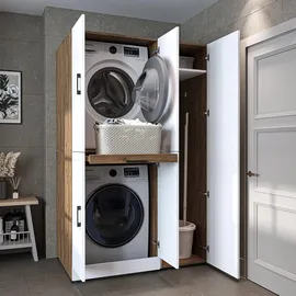 roomart Dora Waschmaschinenschrank 115 x 0 x 0 cm Weiß/Eiche