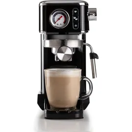 Ariete Espresso Slim Metal 1381 schwarz mit Manometer, 1/2-Tassenfilter, Cappuccino-Düse
