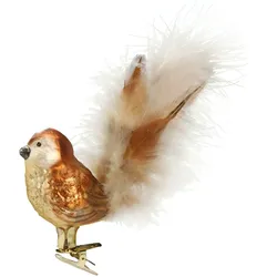 Frecher Spatz 6.5 cm - Inge-Glas 10012S015 gefiederte Freunde - Christbaumschmuck Glas mundgeblasen