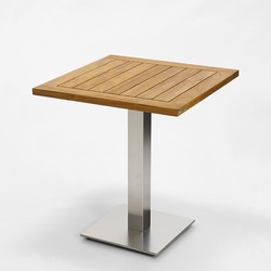 Klapptisch Bistro Edelstahl quadratisch - 68 x 68 cm Teak natur