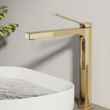 EMKE Wasserhahn Bad Champagnergold, 335 x 233 x 46 mm, Messing, Keramikkartusche, Badarmatur, Mischbatterie Waschbecken-Armatur einfache Installation, Wasserhahn mit Luftsprudler, Waschtischarmatur