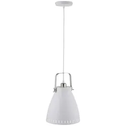 Pendelleuchte, weiß lackiert, Industrial-Stil, E27 Fassung, modern, rund