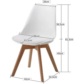 Albatros Esszimmerstühle 4er Set AARHUS, Weiss - Beine aus Buche Massiv-Holz, Skandinavisches Retro-Design, bequemer Schalenstuhl - Eleganter Küchenstuhl, Stuhl Esszimmer Stühle,