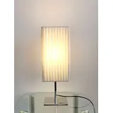 Trango 2022-5W Design Plissee Tischleuchte in Eckig Chromfuß *CANNES* Tischlampe inkl. 1x 5 Watt E27 LED Leuchtmittel, Wohnzimmer Fenster Lampe, Nachttischlampe H: 43cm, Schreibtischleuchte, Leselampe