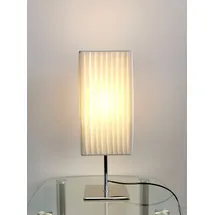 Trango 2022-5W Design Plissee Tischleuchte in Eckig Chromfuß *CANNES* Tischlampe inkl. 1x 5 Watt E27 LED Leuchtmittel, Wohnzimmer Fenster Lampe, Nachttischlampe H: 43cm, Schreibtischleuchte, Leselampe