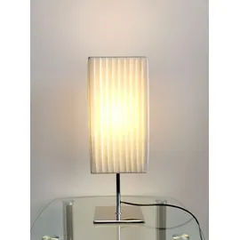 Trango 2022-5W Design Plissee Tischleuchte in Eckig Chromfuß *CANNES* Tischlampe inkl. 1x 5 Watt E27 LED Leuchtmittel, Wohnzimmer Fenster Lampe, Nachttischlampe H: 43cm, Schreibtischleuchte, Leselampe