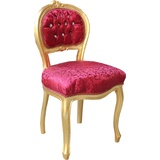 Casa Padrino Barock Damen Stuhl Bordeaux Muster / Gold mit Bling Bling Glitzersteinen - Schminktisch Stuhl